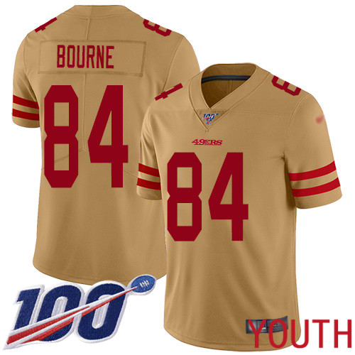 San Francisco 49ers Limited Gold Youth Kendrick Bourne NFL Jersey #84 100th Season Vapor Untouchable Inverted